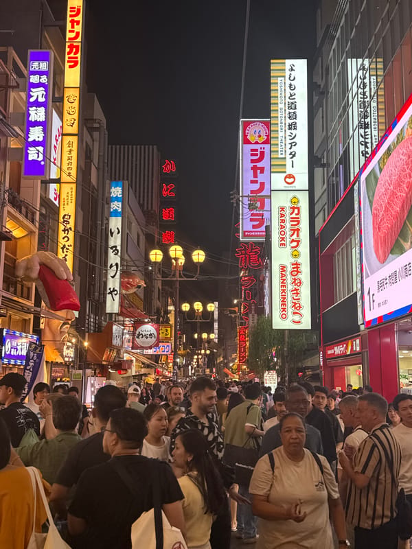 Busy nighttime scenes documented in Osaka entertainment districts