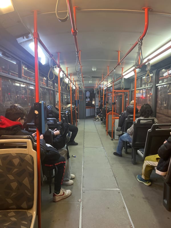 Evening commute and cinema scenes captured in Sofia