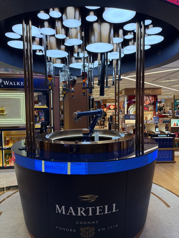 Martell Cognac's robotic display at Changi Airport duty-free