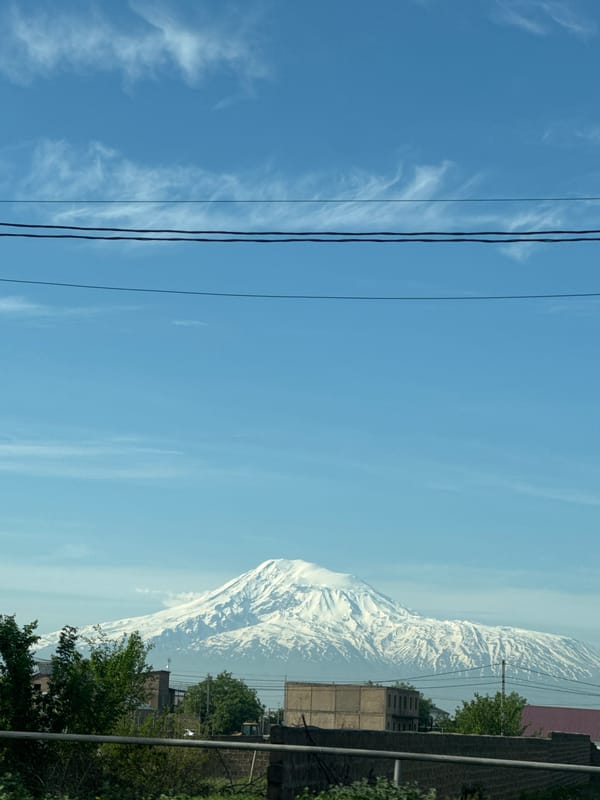 Mount Ararat viewed from Musaler, Armenia amid morning landscape