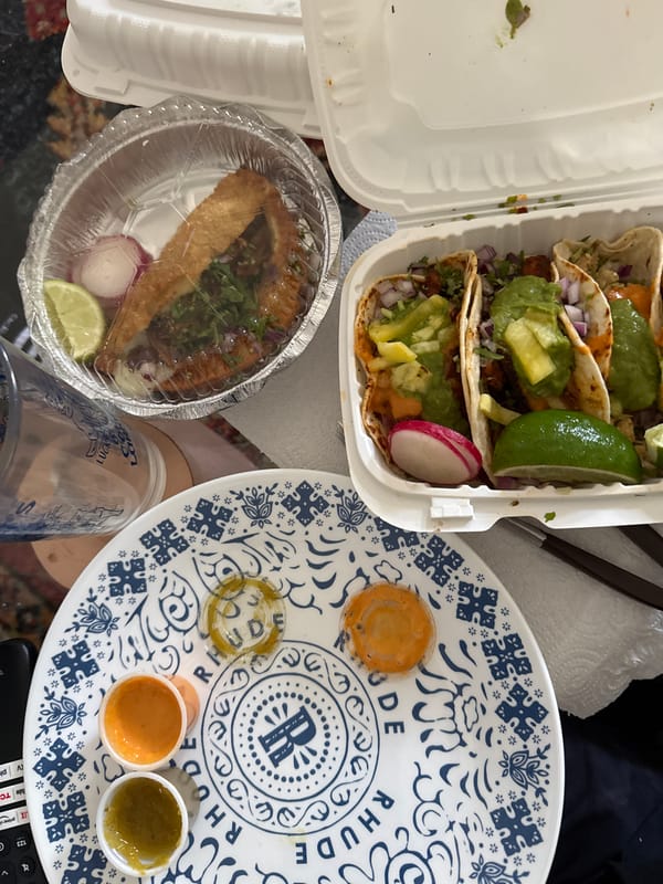 Takeout taco meal documented in New York