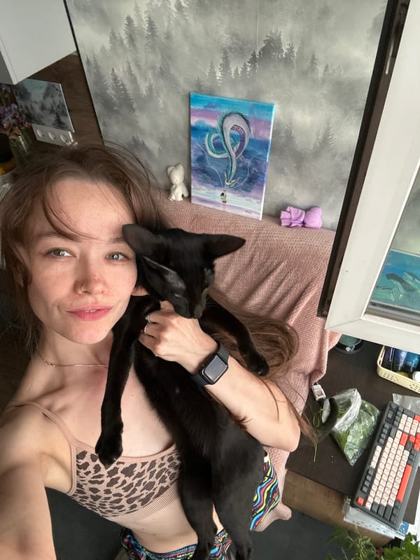 Pets, selfies, and anime collectibles from a cozy home.