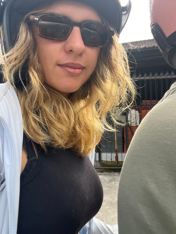 Helmeted and ready to ride in Mengwi, Bali
