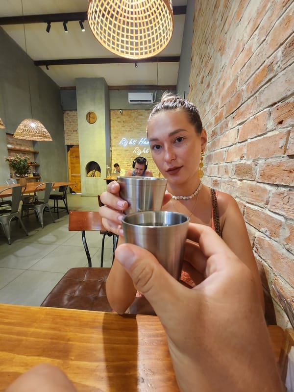 Brunch and coffee at a rustic Da Nang café