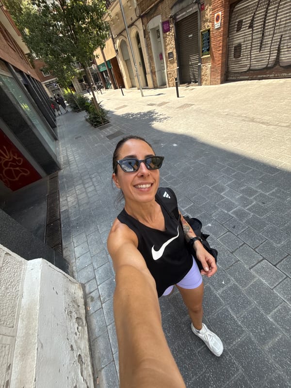 Sunny street selfie in Barcelona
