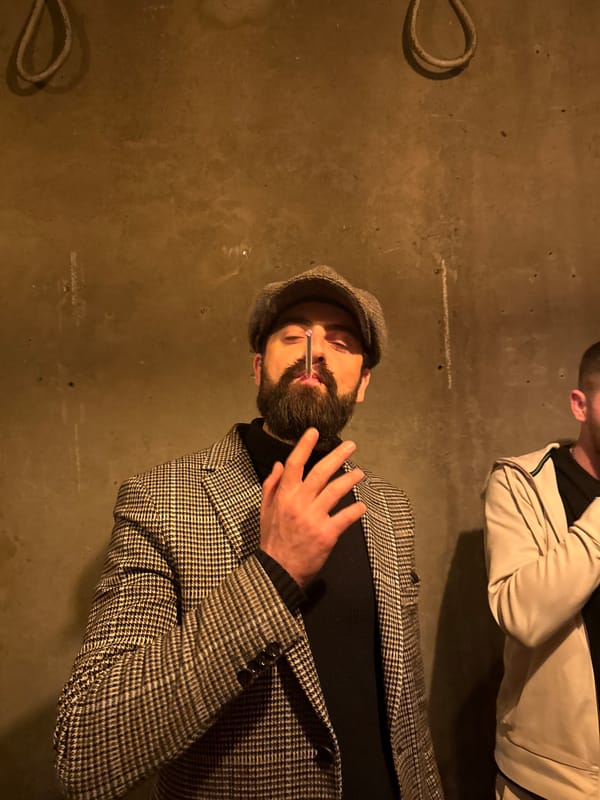 Evening bar scene captured in Yerevan with patron and bartender