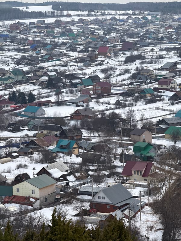 Winter landscape photography session documented in Russian village