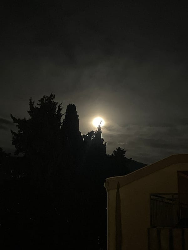 Moonlit night sky photographed in Bar, Montenegro