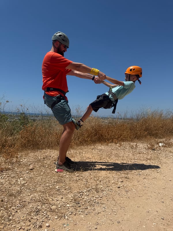 Family rock climbing group gathers in northern Israel