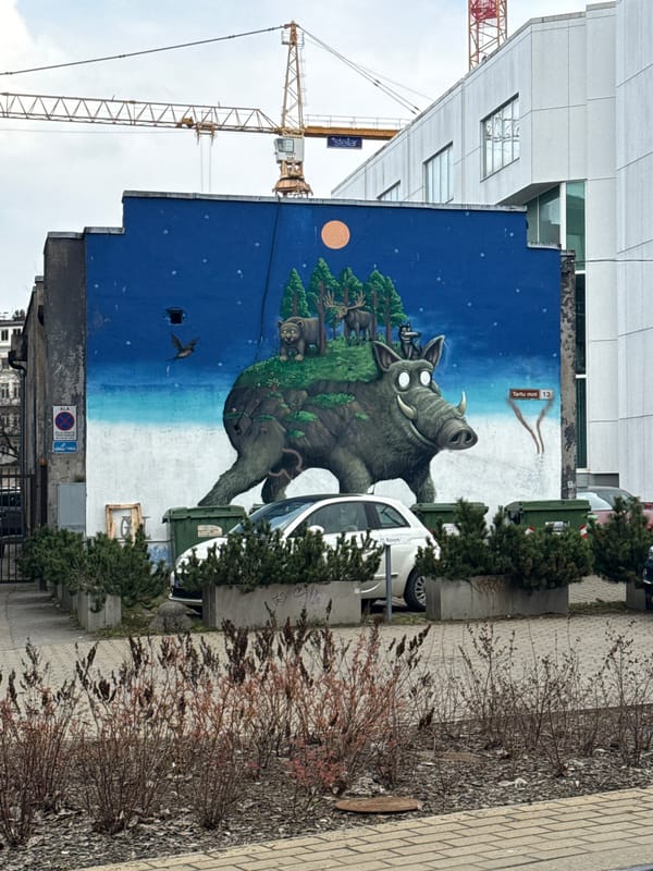 Whimsical animal mural spotted on Tallinn building wall
