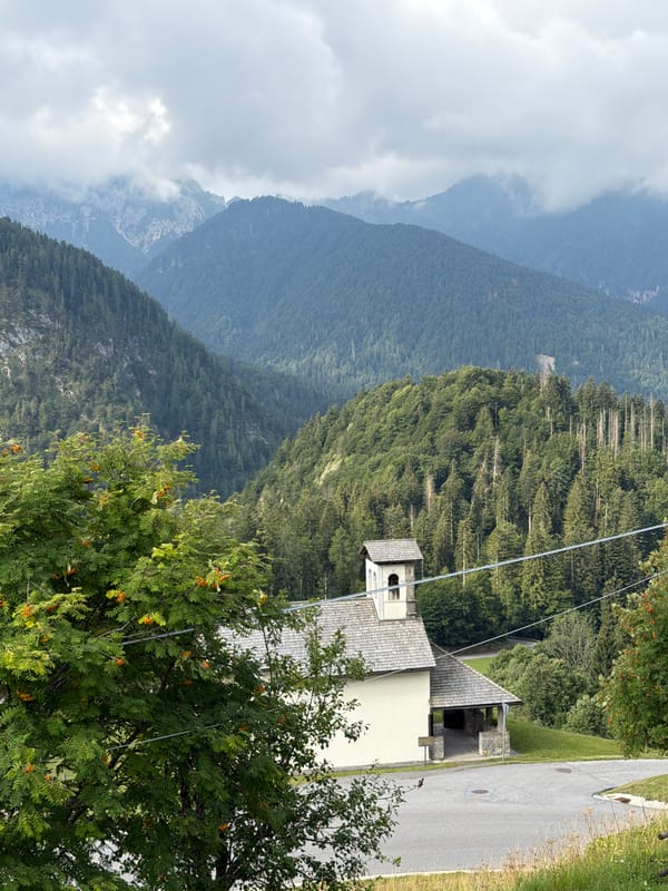 Morning activity around a mountain village in the Carnic Alps