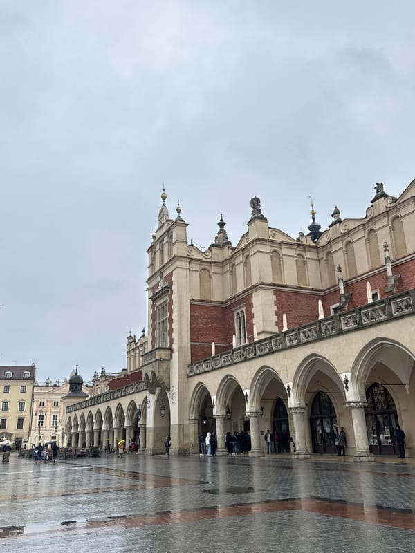 Rainy day scenes from Krakow's historic Main Market Square
