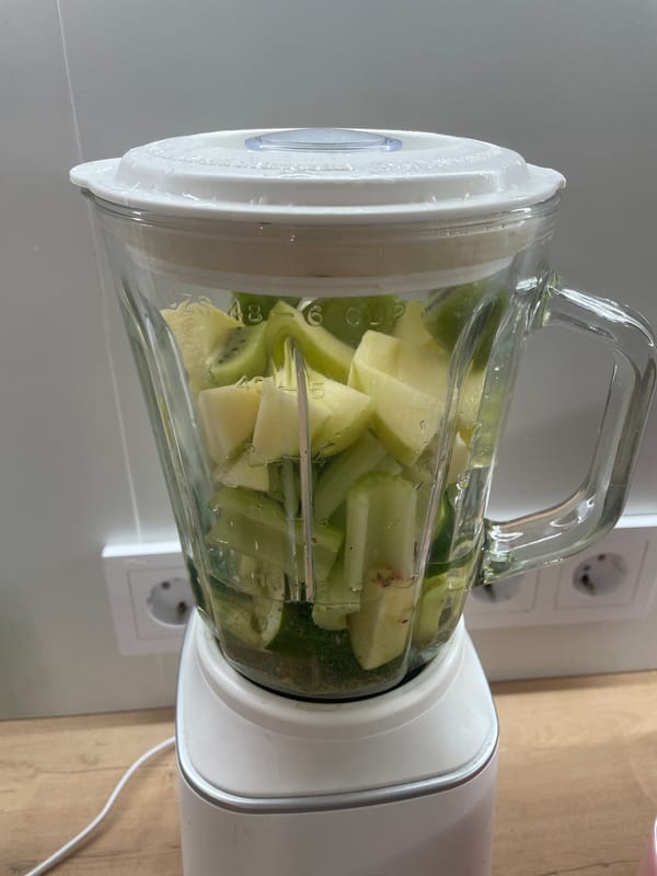 Quiet afternoon at home with pet and smoothie making