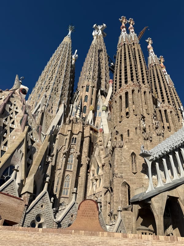 Tourist enjoys beer, visits Sagrada Familia in Barcelona afternoon
