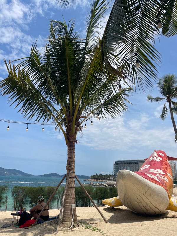 Morning beach visit documented in Nha Trang, Vietnam