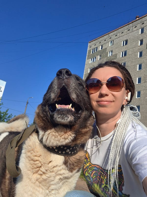 Selfie series with a big dog, out and about
