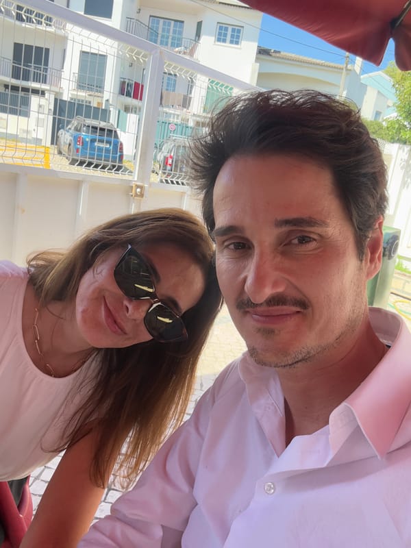 Couple enjoys afternoon outing in Cascais, Portugal