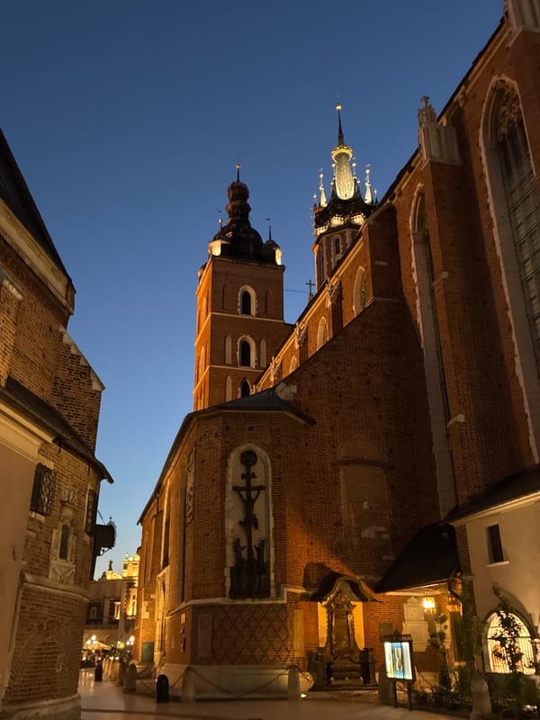 Krakow's Old Town at dusk and into the night