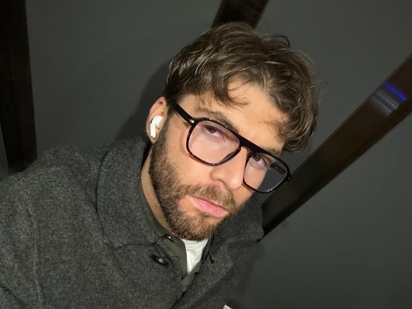 Man photographed in tilted portrait session in Montreal