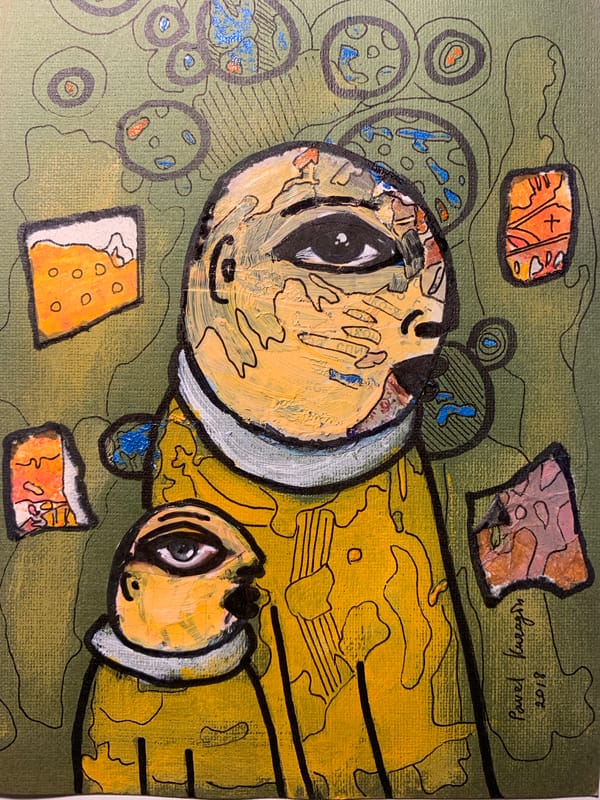 Pavel Kurazh's mixed-media collage works documented in Sergeevo