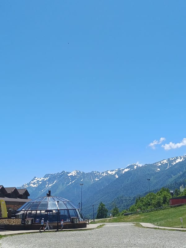 Summer day at Rosa Khutor ski resort, Caucasus mountains