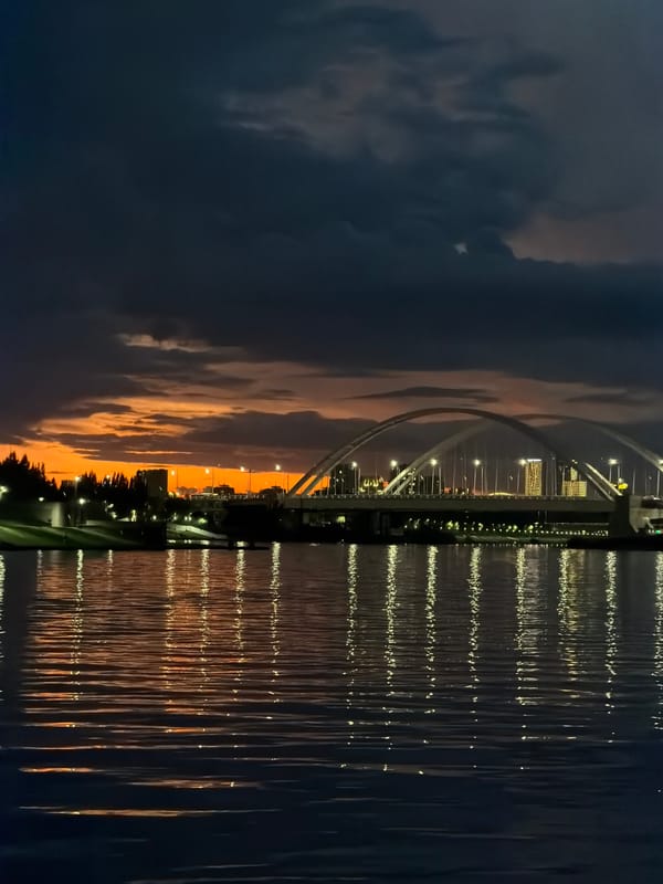 Astana's riverfront comes alive on a warm summer evening