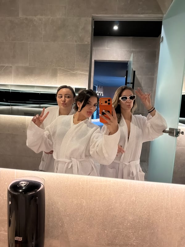 Women take playful spa selfies in Bania, Bulgaria facility