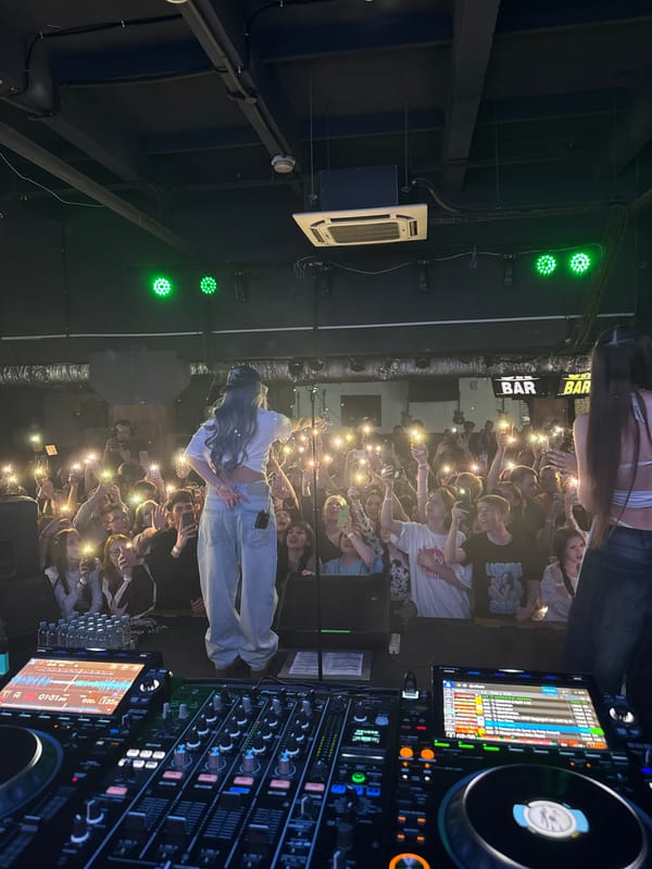 DJ performs at nighttime club event in Cheboksary