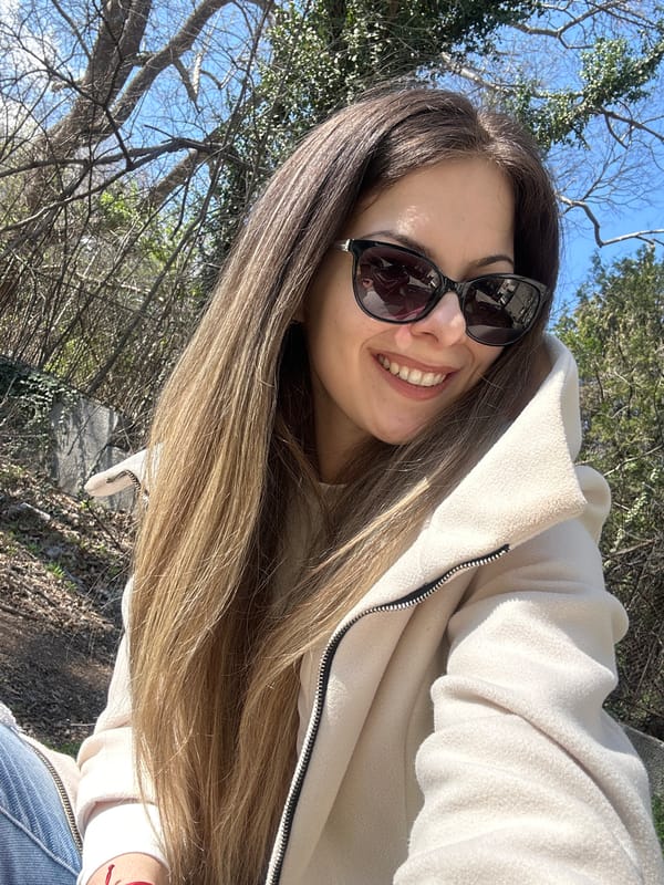 Woman poses with hair product in Stara Zagora park