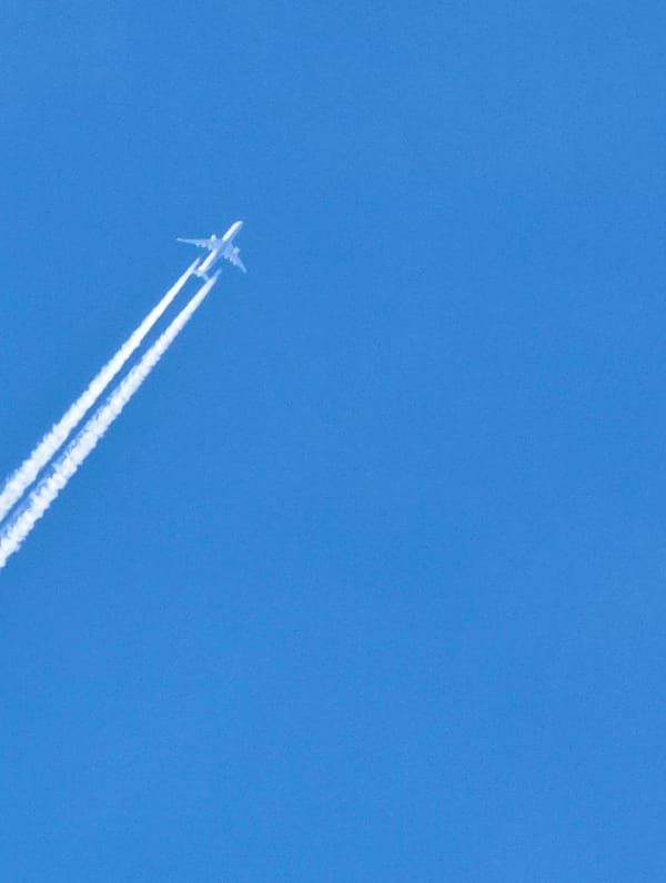 Aircraft leaves contrail over Vratsa, Bulgaria early morning