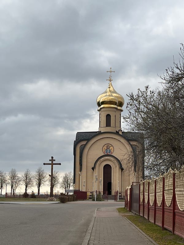 Orthodox church with golden dome observed in Belarus village