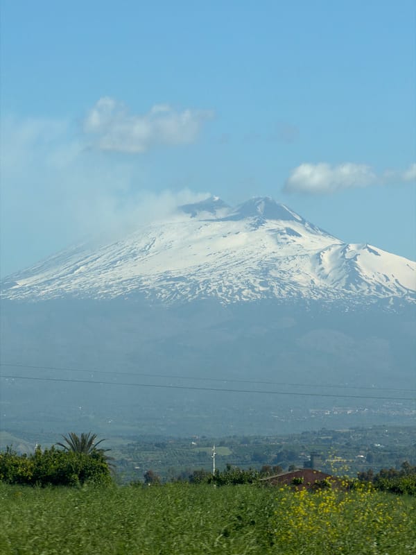 Mount Etna observed with snow cover from Belpasso