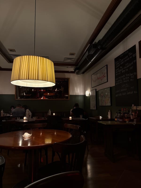 Evening documentation of Belgrade restaurant interior shows modern industrial design