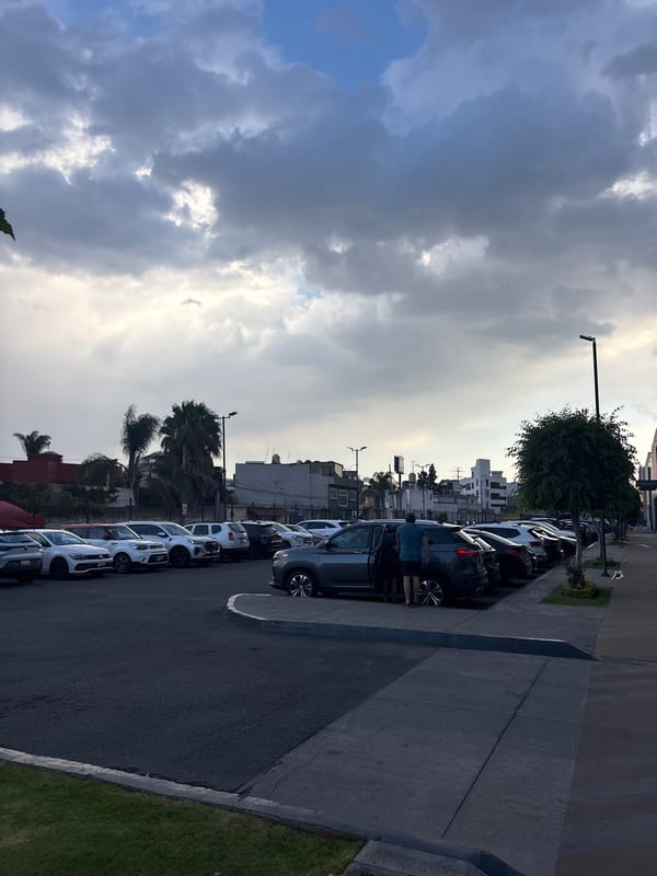 Evening snapshots from Puebla area show dining, shopping, streets