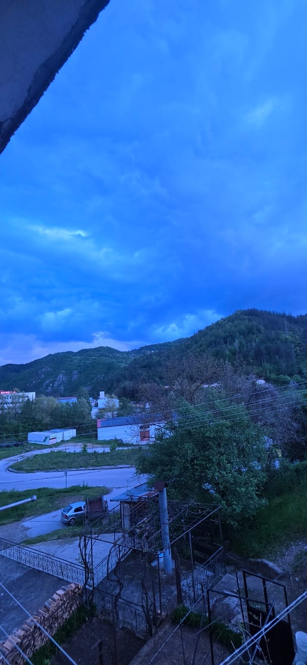 Evening mountain view documented in Rudozem, Bulgaria