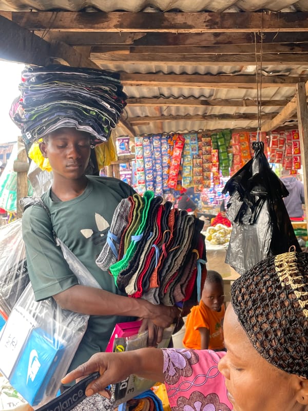 Midday market activity in Wang, Nigeria