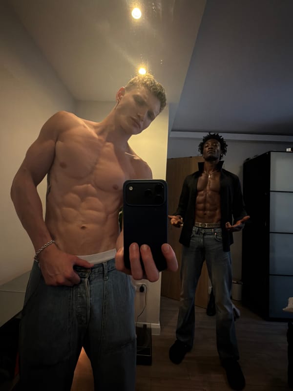 Man takes mirror selfies in London bathroom