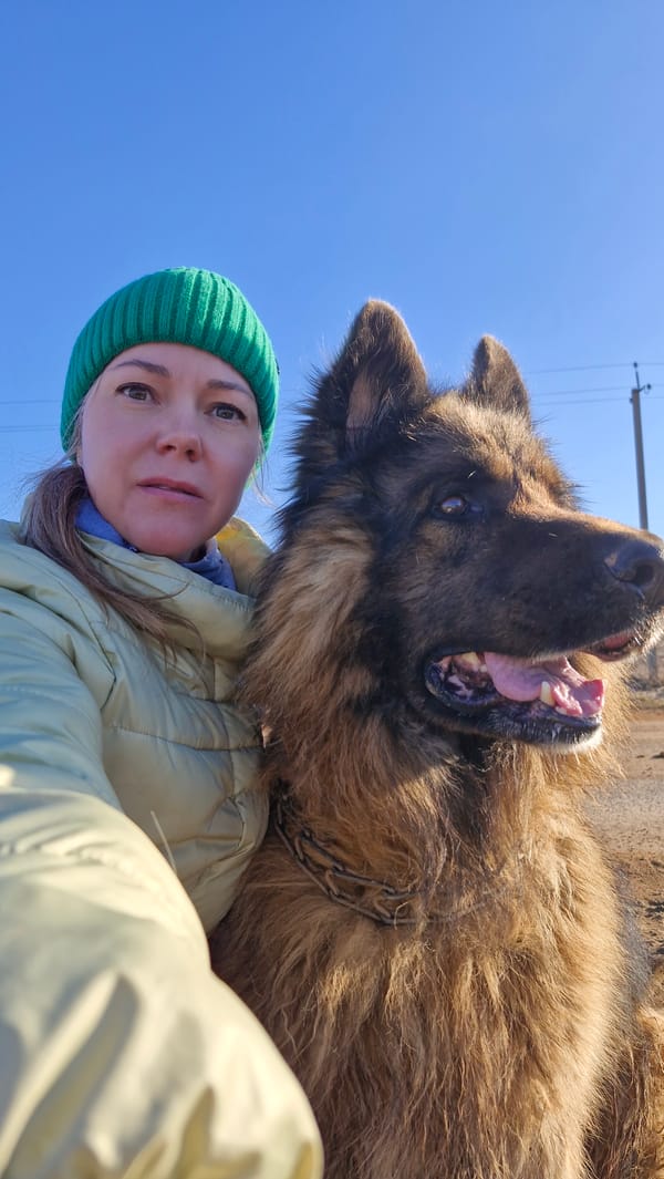 Woman, dog, motorcyclists, and fireplace captured in afternoon moments
