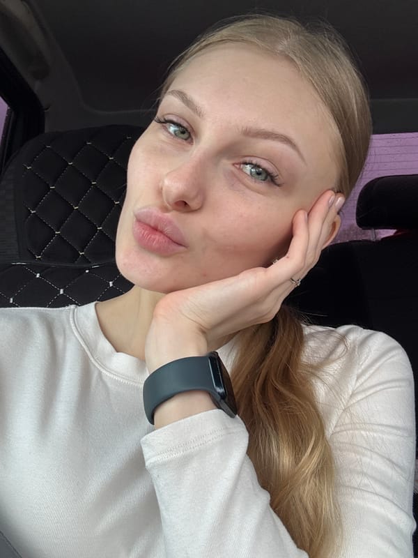 Woman Takes Selfies in Car in Perm, Russia