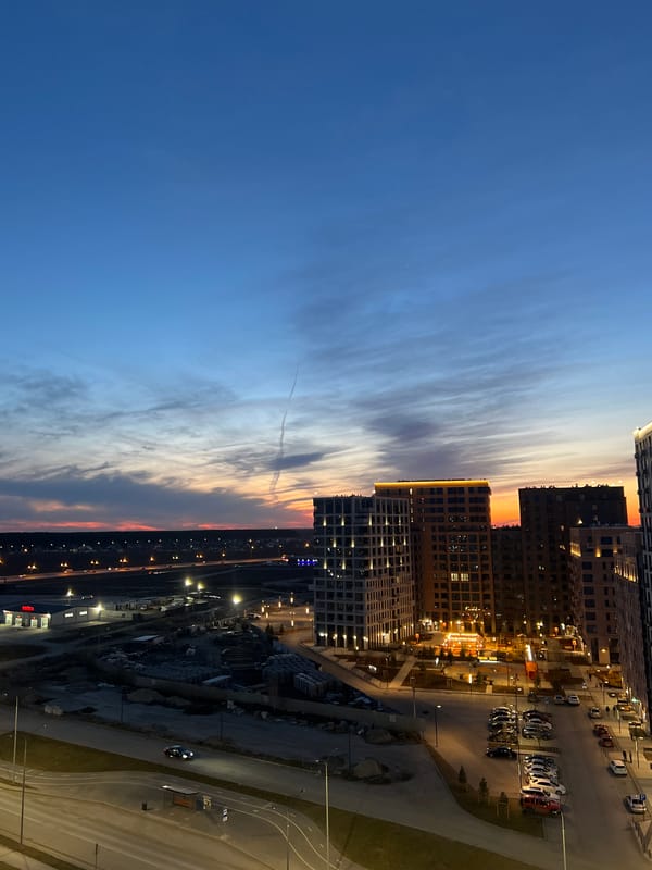Evening scenes captured in Tyumen: cityscape and indoor selfie