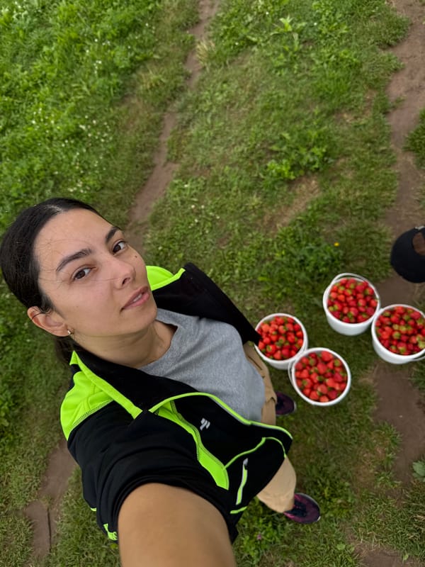 Strawberry field selfie in Kostovaty, Russia