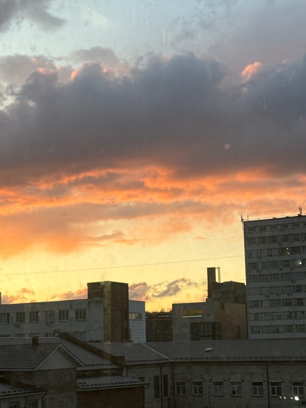 Krasnoyarsk cityscape documented from sunset to overcast conditions