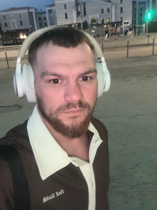 Man takes nighttime selfie in Perm, Russia