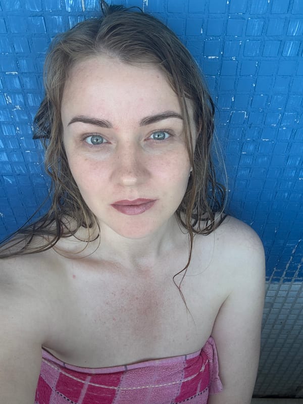 Post-shower selfies in a Chaikovsky bathroom