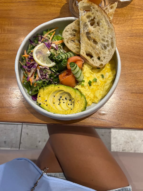 Morning breakfast and selfies documented at Kuta Selatan cafe