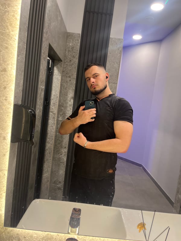 Man takes bathroom selfie in Burgas, Bulgaria