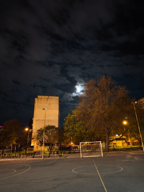 Night-lit sports court observed in Varna, Bulgaria