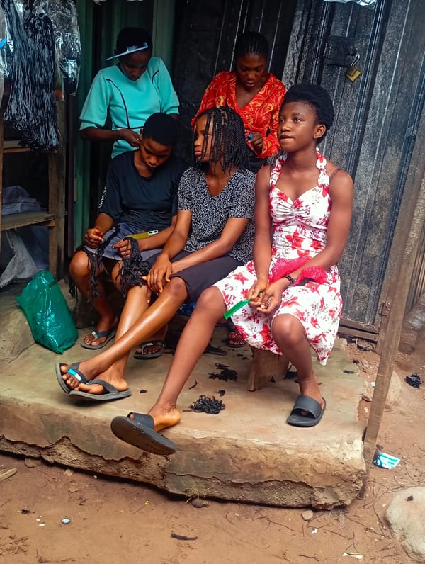 Afternoon foot traffic and trade at Nkpor market