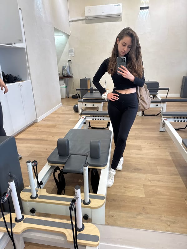 Woman takes selfie in Pilates studio in Ramat Gan