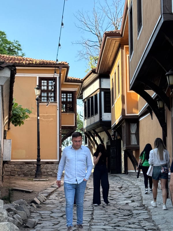 Tourist documents historic Plovdiv Old Town architecture and street scenes
